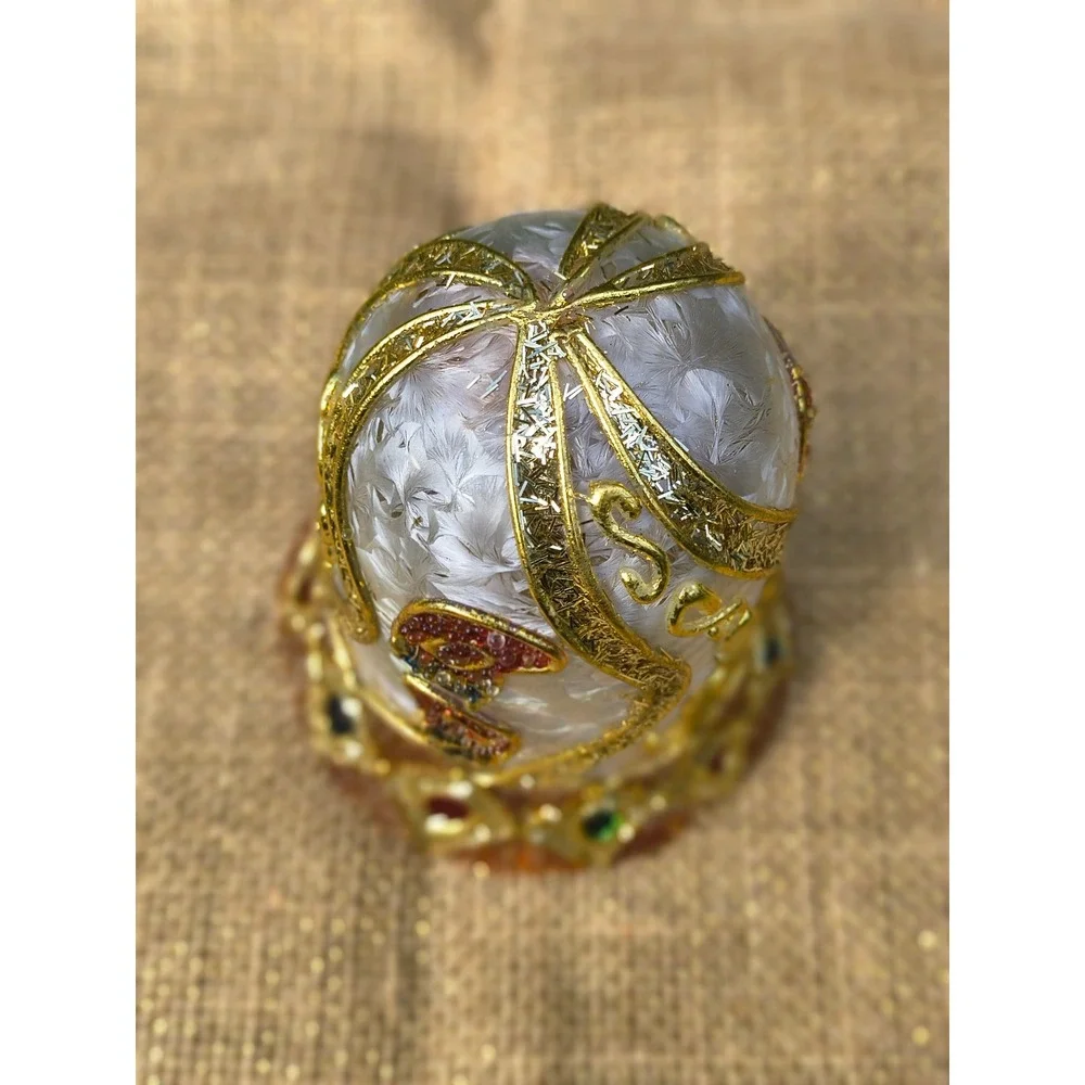 Christmas Stocking Votive Candle Holder with Gold Wire Stand Jewel Accents